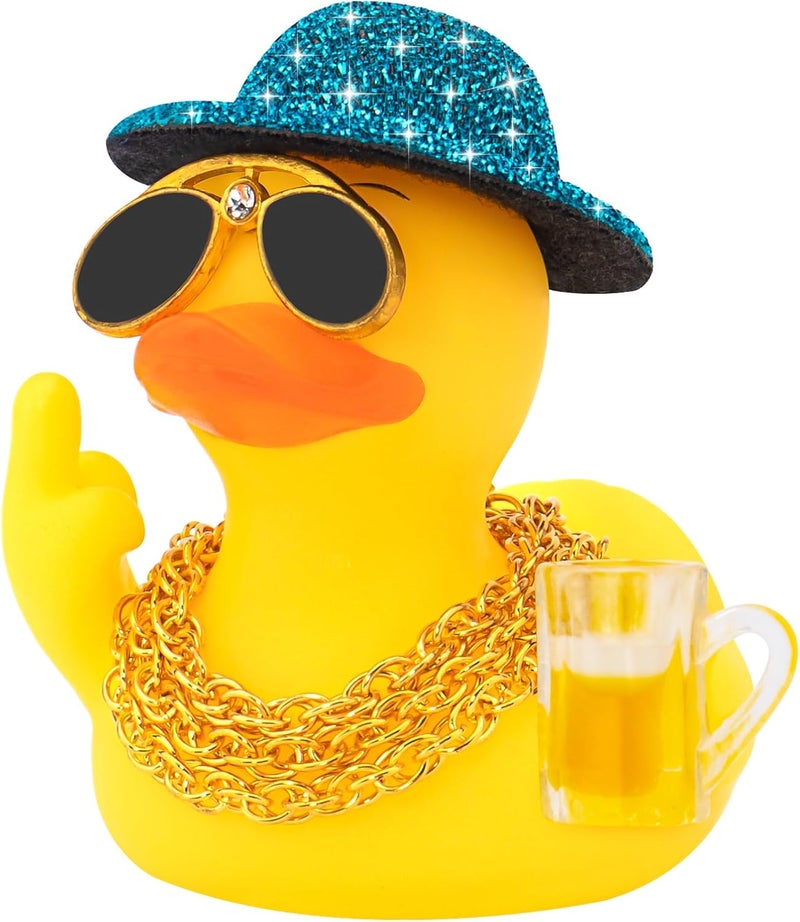 wonuu Rubber Duck Car Ornament Funny Dashboard Decorations Quirky Decor Car Accessories, Wathet - Image 1